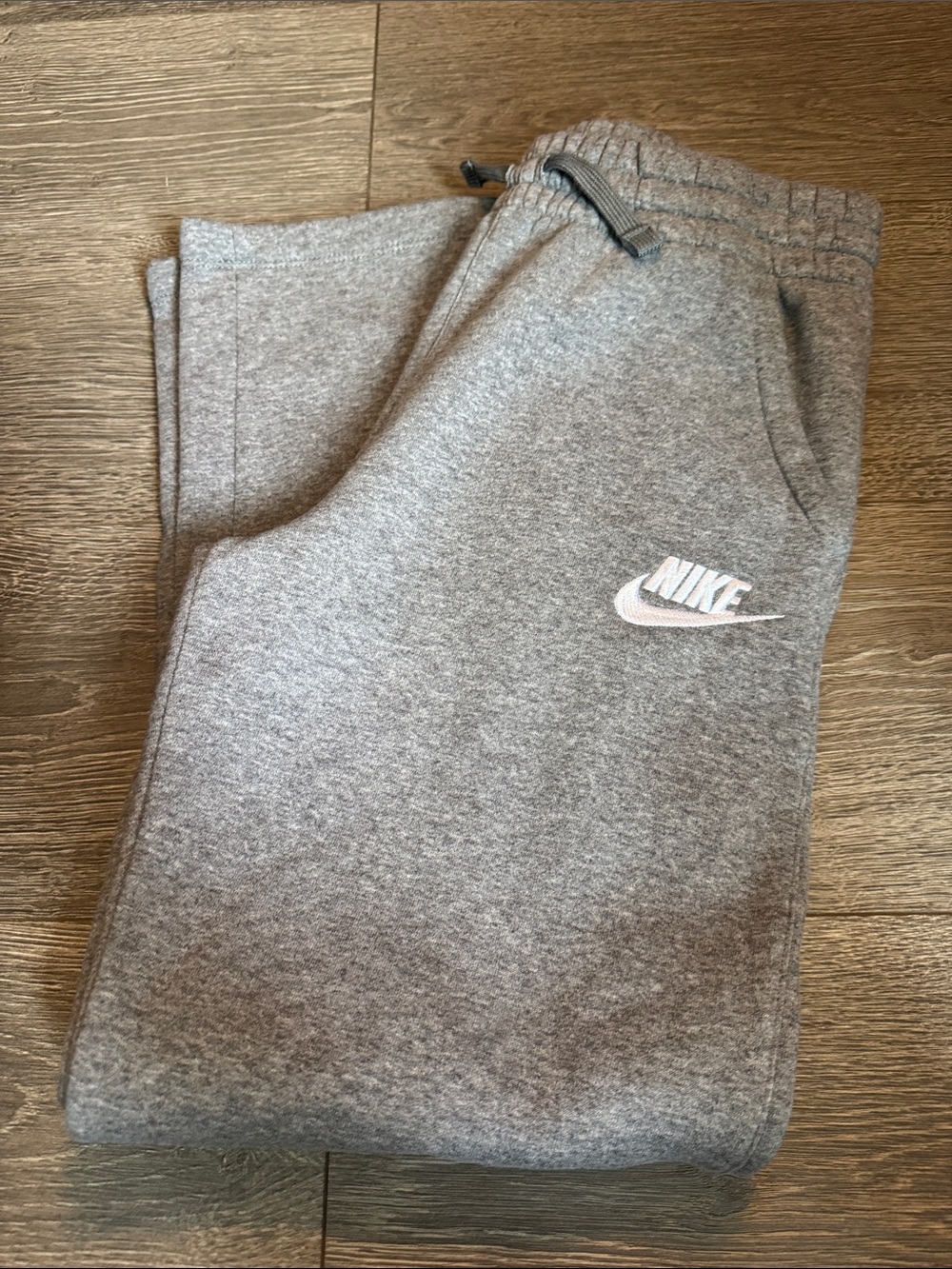 Nike Kids Gray Fleece Joggers with White Swoosh S16